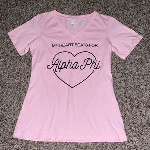 Alpha Phi baby pink v-neck tshirt